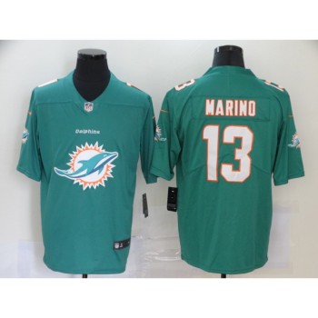Men's Miami Dolphins #13 Dan Marino Aqua 2020 Team Big Logo Limited Stitched Jersey Men's Miami Dolphins #13 Dan Marino Aqua 2020 Team Big Logo Limited Stitched Jersey