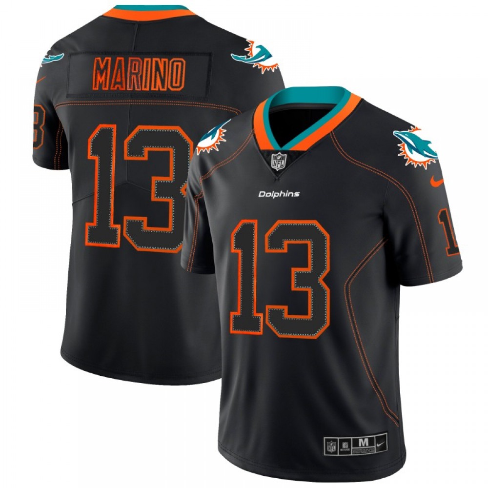 Men's Miami Dolphins #13 Dan Marino Black 2018 Lights Out Color Rush NFL Limited Stitched  Jersey