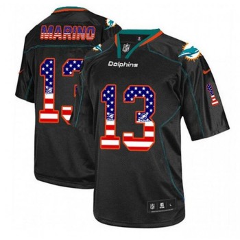 Men's Miami Dolphins #13 Dan Marino Black USA Flag Fashion Stitched Football Jersey Men's Miami Dolphins #13 Dan Marino Black USA Flag Fashion Stitched Football Jersey