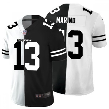 Men's Miami Dolphins #13 Dan Marino Black & White Split Limited Stitched Jersey Men's Miami Dolphins #13 Dan Marino Black & White Split Limited Stitched Jersey