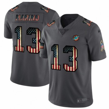 Men's Miami Dolphins #13 Dan Marino Grey 2019 Salute To Service USA Flag Fashion Limited Stitched NFL Jersey Men's Miami Dolphins #13 Dan Marino Grey 2019 Salute To Service USA Flag Fashion Limited Stitched NFL Jersey