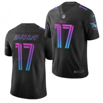 Men's Miami Dolphins #17 Jaylen Waddle Black City Edition Stitched Football Jersey Men's Miami Dolphins #17 Jaylen Waddle Black City Edition Stitched Football Jersey