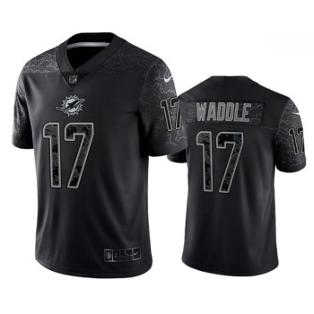 Men's Miami Dolphins #17 Jaylen Waddle Black Reflective Limited Stitched Football Jersey Men's Miami Dolphins #17 Jaylen Waddle Black Reflective Limited Stitched Football Jersey