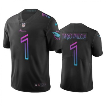 Men's Miami Dolphins #1 Tua Tagovailoa 2020 Black City Edition Stitched Jersey Men's Miami Dolphins #1 Tua Tagovailoa 2020 Black City Edition Stitched Jersey