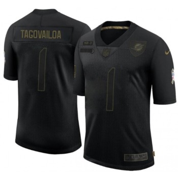 Men's Miami Dolphins #1 Tua Tagovailoa 2020 Black Salute To Service Limited Stitched Jersey Men's Miami Dolphins #1 Tua Tagovailoa 2020 Black Salute To Service Limited Stitched Jersey