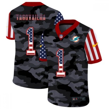 Men's Miami Dolphins #1 Tua Tagovailoa 2020 Camo USA Flag Limited Stitched NFL Jersey Men's Miami Dolphins #1 Tua Tagovailoa 2020 Camo USA Flag Limited Stitched NFL Jersey