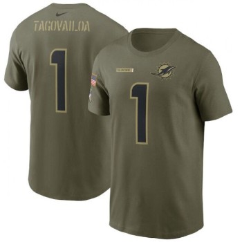 Men's Miami Dolphins #1 Tua Tagovailoa 2021 Olive Salute To Service Legend Performance T-Shirt Men's Miami Dolphins #1 Tua Tagovailoa 2021 Olive Salute To Service Legend Performance T-Shirt