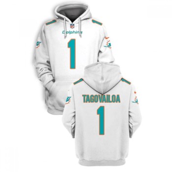 Men's Miami Dolphins #1 Tua Tagovailoa 2021 White Pullover Hoodie Men's Miami Dolphins #1 Tua Tagovailoa 2021 White Pullover Hoodie