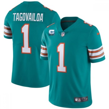 Men's Miami Dolphins #1 Tua Tagovailoa 2022 Aqua With 1-star C Patch Color Rush Limited Stitched Jersey Men's Miami Dolphins #1 Tua Tagovailoa 2022 Aqua With 1-star C Patch Color Rush Limited Stitched Jersey