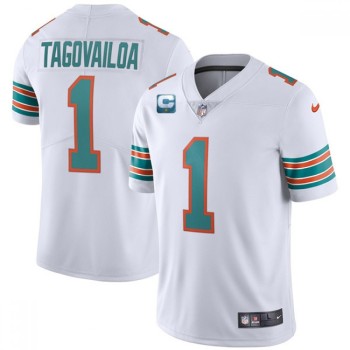 Men's Miami Dolphins #1 Tua Tagovailoa 2022 White With 1-star C Patch Color Rush Limited Stitched Jersey Men's Miami Dolphins #1 Tua Tagovailoa 2022 White With 1-star C Patch Color Rush Limited Stitched Jersey
