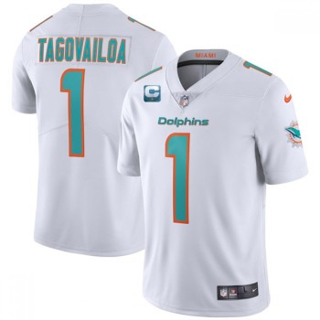 Men's Miami Dolphins #1 Tua Tagovailoa 2022 White With 1-star C Patch Vapor Limited Stitched Jersey Men's Miami Dolphins #1 Tua Tagovailoa 2022 White With 1-star C Patch Vapor Limited Stitched Jersey