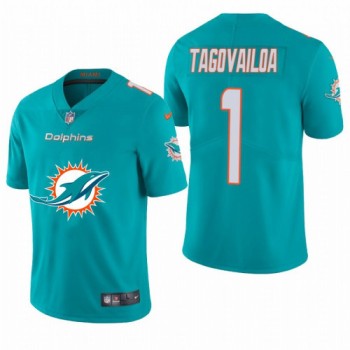 Men's Miami Dolphins #1 Tua Tagovailoa Aqua 2020 Team Big Logo Limited Stitched Jersey Men's Miami Dolphins #1 Tua Tagovailoa Aqua 2020 Team Big Logo Limited Stitched Jersey