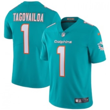 Men's Miami Dolphins #1 Tua Tagovailoa Aqua Vapor Limited Stitched NFL Jersey Men's Miami Dolphins #1 Tua Tagovailoa Aqua Vapor Limited Stitched NFL Jersey