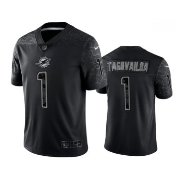 Men's Miami Dolphins #1 Tua Tagovailoa Black Reflective Limited Stitched Football Jersey Men's Miami Dolphins #1 Tua Tagovailoa Black Reflective Limited Stitched Football Jersey