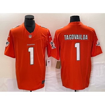 Men's Miami Dolphins #1 Tua Tagovailoa Orange 2023 F.U.S.E Vapor Limited Stitched Football Jersey Men's Miami Dolphins #1 Tua Tagovailoa Orange 2023 F.U.S.E Vapor Limited Stitched Football Jersey