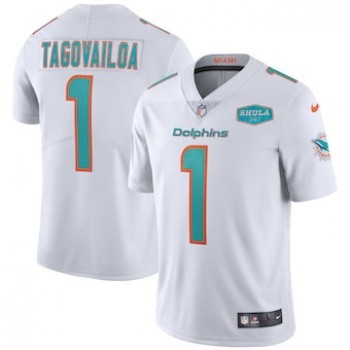 Men's Miami Dolphins #1 Tua Tagovailoa White With 347 Shula Patch 2020 Vapor Untouchable Limited Stitched NFL Jersey Men's Miami Dolphins #1 Tua Tagovailoa White With 347 Shula Patch 2020 Vapor Untouchable Limited Stitched NFL Jersey