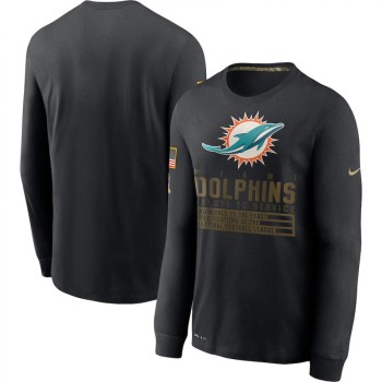Men's Miami Dolphins 2020 Black Salute to Service Sideline Performance Long Sleeve T-Shirt Men's Miami Dolphins 2020 Black Salute to Service Sideline Performance Long Sleeve T-Shirt