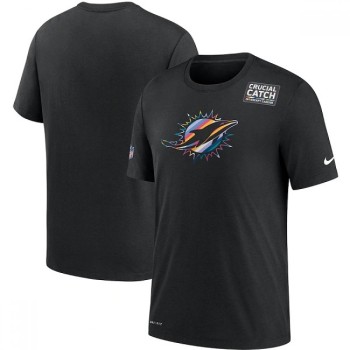 Men's Miami Dolphins 2020 Black Sideline Crucial Catch Performance T-Shirt Men's Miami Dolphins 2020 Black Sideline Crucial Catch Performance T-Shirt