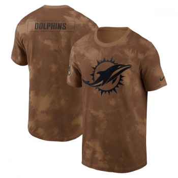 Men's Miami Dolphins 2023 Brown Salute To Service Sideline T-Shirt Men's Miami Dolphins 2023 Brown Salute To Service Sideline T-Shirt