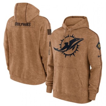 Men's Miami Dolphins 2023 Brown Salute to Service Pullover Hoodie Men's Miami Dolphins 2023 Brown Salute to Service Pullover Hoodie