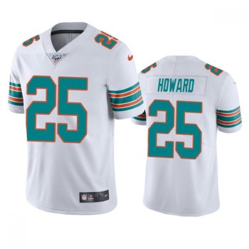 Men's Miami Dolphins #25 Xavien Howard White 100th Season Vapor Limited Stitched Jersey Men's Miami Dolphins #25 Xavien Howard White 100th Season Vapor Limited Stitched Jersey