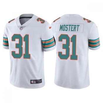 Men's Miami Dolphins #31 Raheem Mostert White Color Rush Limited Stitched Football Jersey Men's Miami Dolphins #31 Raheem Mostert White Color Rush Limited Stitched Football Jersey