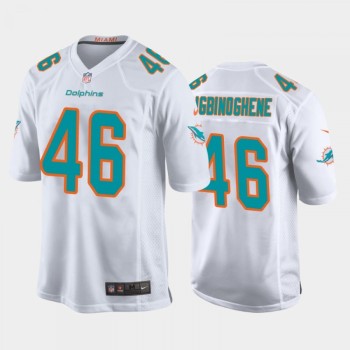 Men's Miami Dolphins #46 Noah Igbinoghene White Stitched Jersey Men's Miami Dolphins #46 Noah Igbinoghene White Stitched Jersey