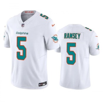 Men's Miami Dolphins #5 Jalen Ramsey White 2023 F.U.S.E Vapor Limited Stitched Football Jersey Men's Miami Dolphins #5 Jalen Ramsey White 2023 F.U.S.E Vapor Limited Stitched Football Jersey