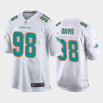 Men's Miami Dolphins #98 Raekwon Davis White Stitched Jersey Men's Miami Dolphins #98 Raekwon Davis White Stitched Jersey