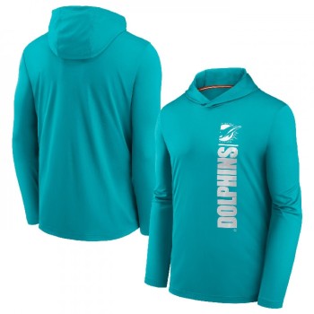 Men's Miami Dolphins Aqua Fan Gear Team Stack Hoodie Performance Long Sleeve T-Shirt Men's Miami Dolphins Aqua Fan Gear Team Stack Hoodie Performance Long Sleeve T-Shirt