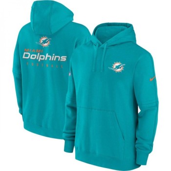 Men's Miami Dolphins Aqua Sideline Club Fleece Pullover Hoodie Men's Miami Dolphins Aqua Sideline Club Fleece Pullover Hoodie