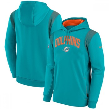 Men's Miami Dolphins Aqua Sideline Stack Performance Pullover Hoodie 001 Men's Miami Dolphins Aqua Sideline Stack Performance Pullover Hoodie 001