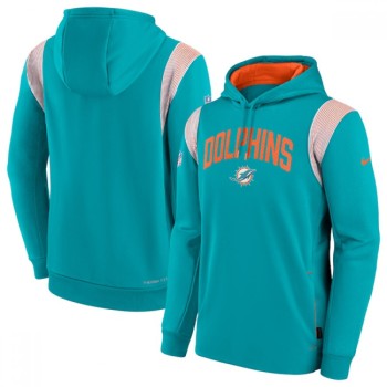 Men's Miami Dolphins Aqua Sideline Stack Performance Pullover Hoodie 002 Men's Miami Dolphins Aqua Sideline Stack Performance Pullover Hoodie 002