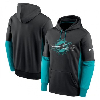 Men's Miami Dolphins Black Color Block Fleece Performance Pullover Hoodie Men's Miami Dolphins Black Color Block Fleece Performance Pullover Hoodie