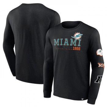 Men's Miami Dolphins Black High Whip Pitcher Long Sleeve T-Shirt Men's Miami Dolphins Black High Whip Pitcher Long Sleeve T-Shirt