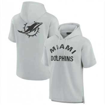 Men's Miami Dolphins Gray Super Soft Fleece Short Sleeve Hoodie Men's Miami Dolphins Gray Super Soft Fleece Short Sleeve Hoodie