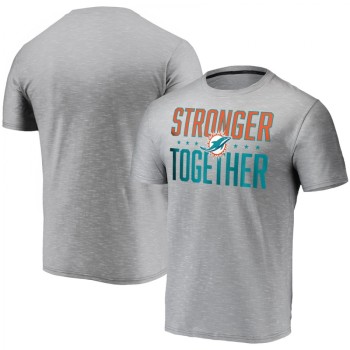 Men's Miami Dolphins Grey Charcoal Stronger Together T-Shirt Men's Miami Dolphins Grey Charcoal Stronger Together T-Shirt