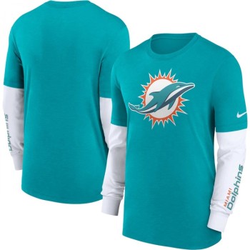 Men's Miami Dolphins Heather Aqua Slub Fashion Long Sleeve T-Shirt Men's Miami Dolphins Heather Aqua Slub Fashion Long Sleeve T-Shirt