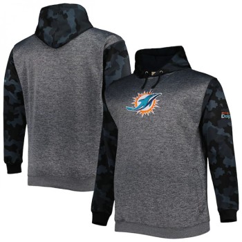 Men's Miami Dolphins Heather Charcoal Big & Tall Camo Pullover Hoodie Men's Miami Dolphins Heather Charcoal Big & Tall Camo Pullover Hoodie