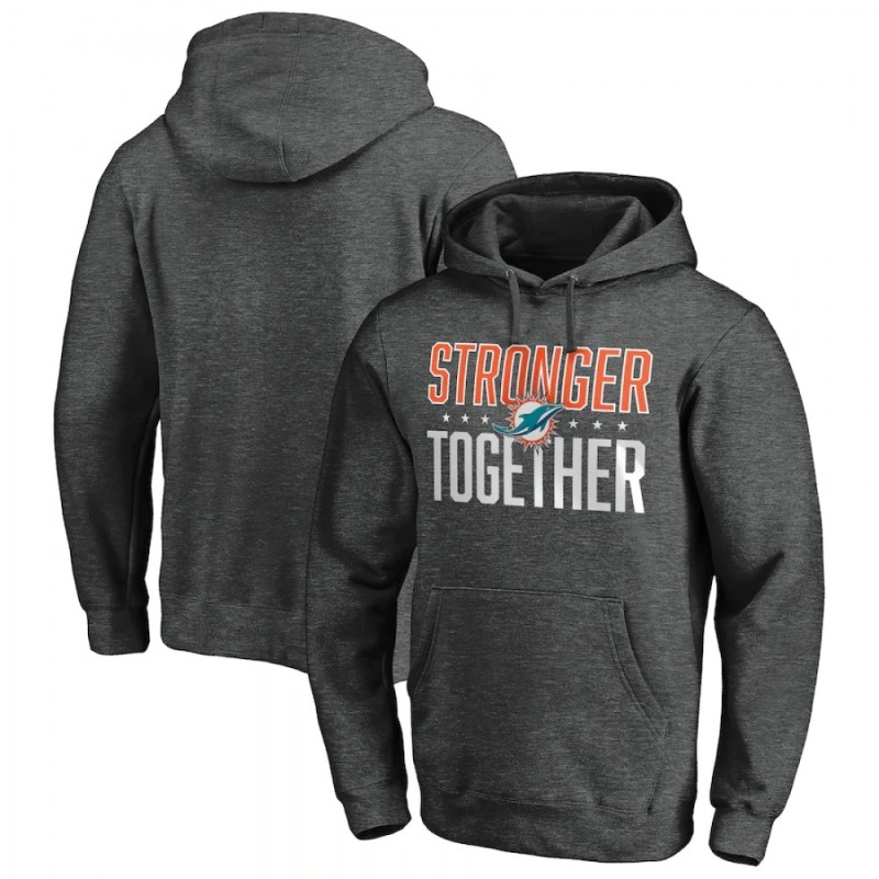 Men's Miami Dolphins Heather Charcoal Stronger Together Pullover Hoodie Men's Miami Dolphins Heather Charcoal Stronger Together Pullover Hoodie