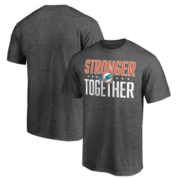 Men's Miami Dolphins Heather Charcoal Stronger Together T-Shirt Men's Miami Dolphins Heather Charcoal Stronger Together T-Shirt