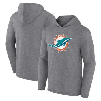 Men's Miami Dolphins Heather Gray Primary Logo Long Sleeve Hoodie T-Shirt Men's Miami Dolphins Heather Gray Primary Logo Long Sleeve Hoodie T-Shirt