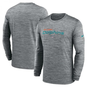 Men's Miami Dolphins Heather Gray Sideline Team Velocity Performance Long Sleeve T-Shirt Men's Miami Dolphins Heather Gray Sideline Team Velocity Performance Long Sleeve T-Shirt