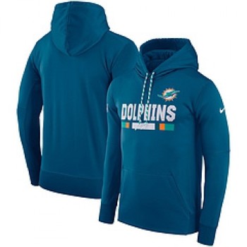 Men's Miami Dolphins Aqua Sideline Team Name Performance Pullover Hoodie Men's Miami Dolphins Aqua Sideline Team Name Performance Pullover Hoodie