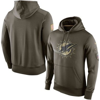 Men's Miami Dolphins Olive Salute To Service KO Performance Hoodie