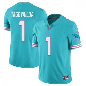 Men's Miami Dolphins #1 Tua Tagovailoa Aqua 2023 F.U.S.E Alternate Vapor Limited Stitched Football Jersey Men's Miami Dolphins #1 Tua Tagovailoa Aqua 2023 F.U.S.E Alternate Vapor Limited Stitched Football Jersey