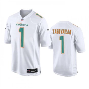 Men's Miami Dolphins #1 Tua Tagovailoa White Fashion Vapor Untouchable Stitched Football Jersey Men's Miami Dolphins #1 Tua Tagovailoa White Fashion Vapor Untouchable Stitched Football Jersey