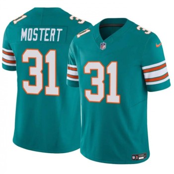 Men's Miami Dolphins #31 Raheem Mostert Aqua 2023 F.U.S.E Alternate Vapor Limited Stitched Football Jersey Men's Miami Dolphins #31 Raheem Mostert Aqua 2023 F.U.S.E Alternate Vapor Limited Stitched Football Jersey