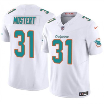 Men's Miami Dolphins #31 Raheem Mostert White 2023 F.U.S.E Alternate Vapor Limited Stitched Football Jersey Men's Miami Dolphins #31 Raheem Mostert White 2023 F.U.S.E Alternate Vapor Limited Stitched Football Jersey