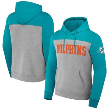 Men's Miami Dolphins x Darius Rucker Collection Aqua/Grey Colorblock Pullover Hoodie Men's Miami Dolphins x Darius Rucker Collection Aqua/Grey Colorblock Pullover Hoodie